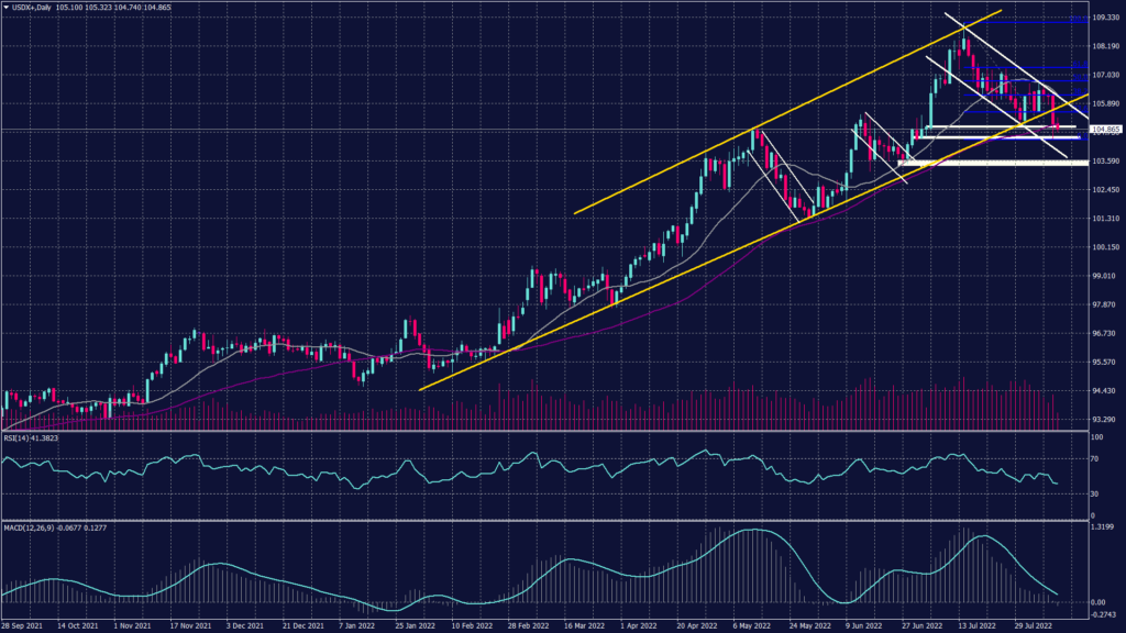 US dollar index daily chart shows a strong support between 103.50 and 103.60 but raises two scenarios to the play.